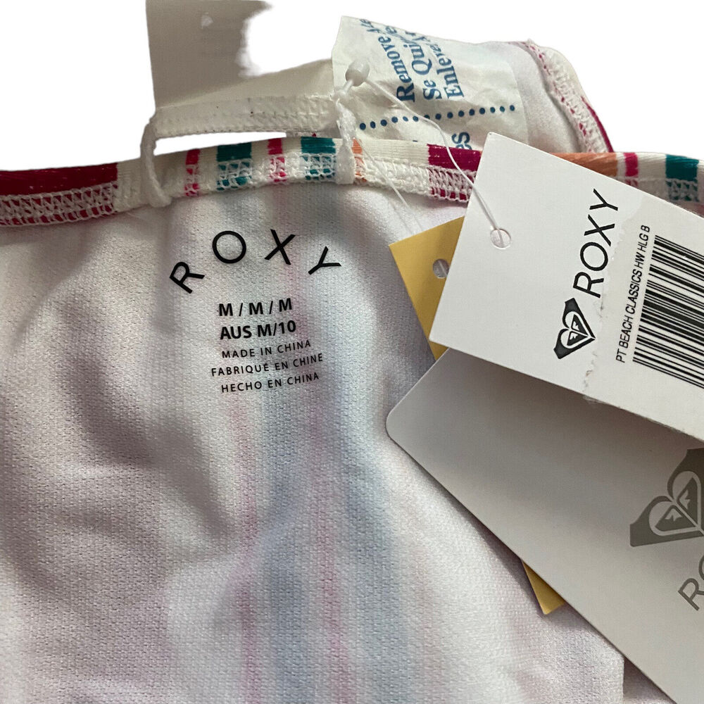 Roxy Medium Bikini Bottom High Waisted Striped Nw… - image 3
